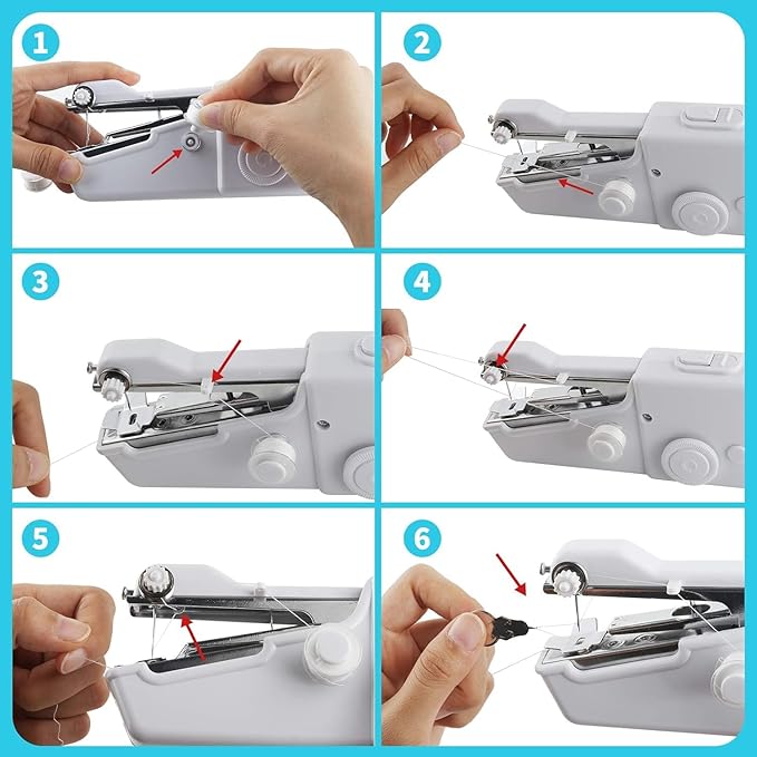 Handheld Sewing Machine Electric Sewing Mini Portable Sewing Machine Suitable for Beginners Sewing Clothes Family Travel DIY (Black)