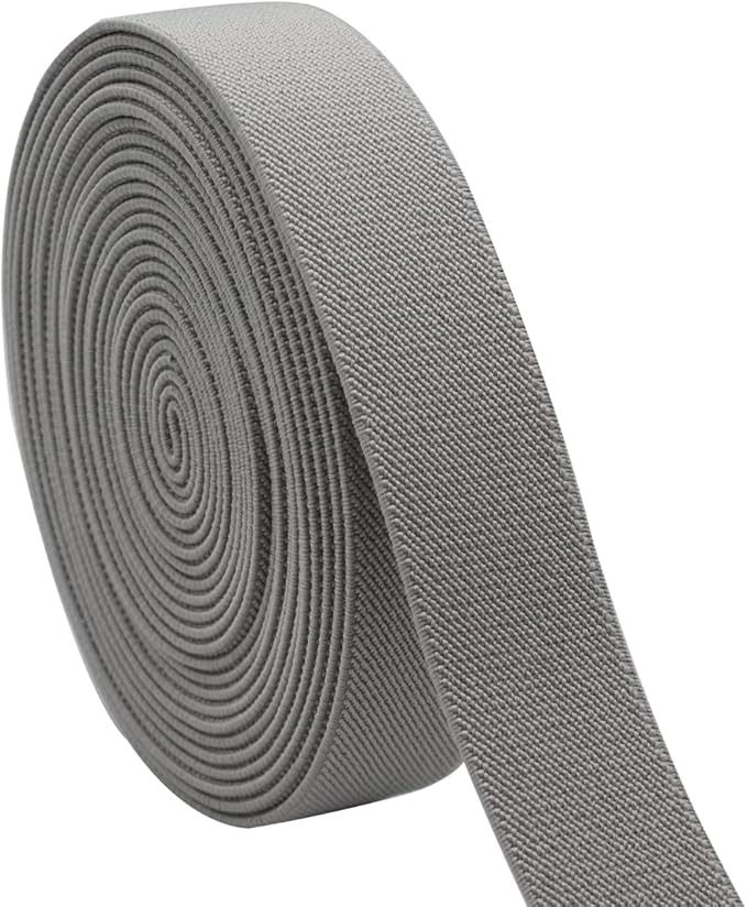 Sewing Elastic Band 1-Inch by 5-Yard Gray Colored Double-Side Twill Woven Elastic