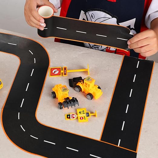 HFKPJRT 3 Inch Road Tape for Kids, Black Residue Free Road Tapes for Toy Cars, 2 Rolls Roadway Tape with Curves, Race Car Track Tapes for Kids Birthday Party Racing Party Decoration, 32.8 FT Long
