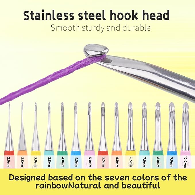 Crochet Hooks 3mm Crochet Hook Soft Lightweight Wood Ergonomic Handle and Stainless Steel Crochet Needles Tip (3 mm-D)