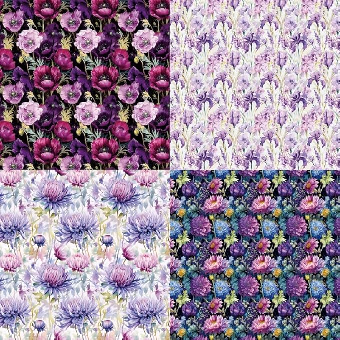 Purple Floral Scrapbook Paper Pad Color Flower Patterned Paper 6×6,24 Sheets Single-Sided Floral Scrapbooking CardStock Papers Pad for Holiday Cardmaking DIY Origami Journaling.