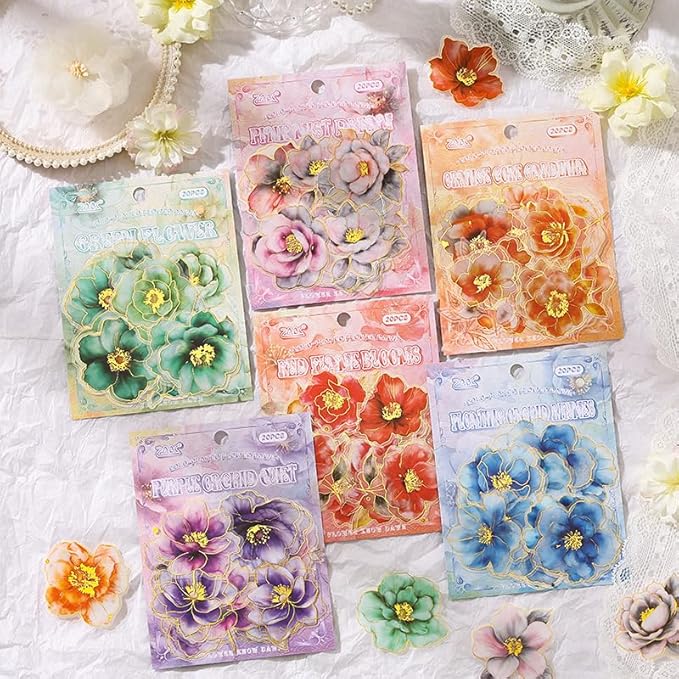 Alideco 120pcs Scrapbook Stickers Vintage Romantic Flowers Scrapbooking Junk Journal Crafts Embelishment Decoration Stickers (liujinhuaxiao)