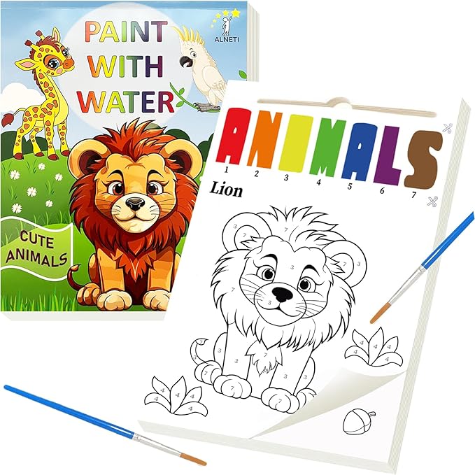 ALNETI Paint with Water Books for Toddlers - Watercolor Painting Book - Children Arts and Crafts for Kids 3 5 4 Year Old - Toddler Activities Ages 4-8 - Art Craft Kits - Water Coloring Book Animals