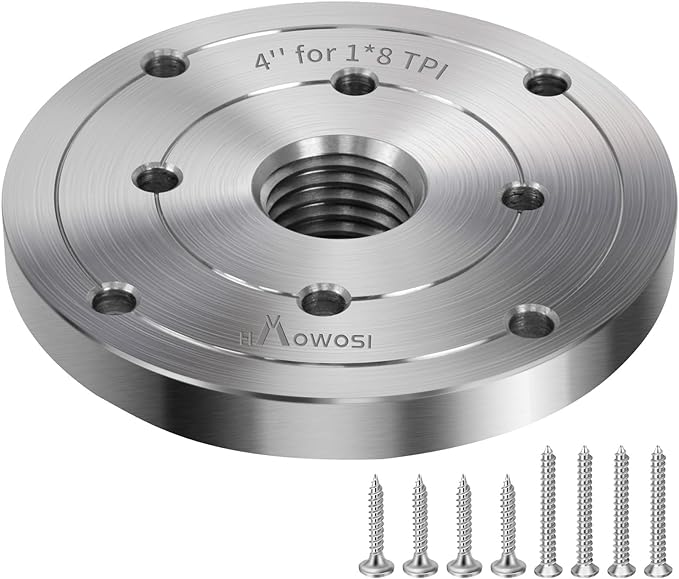 4" Steel Wood Lathe Faceplate,Faceplate for Wood Lathe,Lathe Face Plate Fit for 1" x 8TPI Spindle without Screwchuck