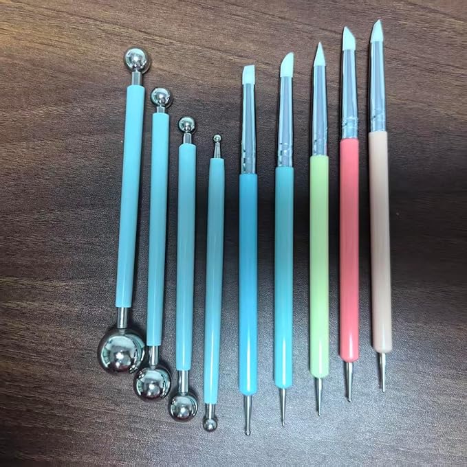 Professional Clay Sculpting Tools Set, Multicolored, 9 Pieces, Ball Stylus and Modeling Tools for Pottery, Ceramics, Art