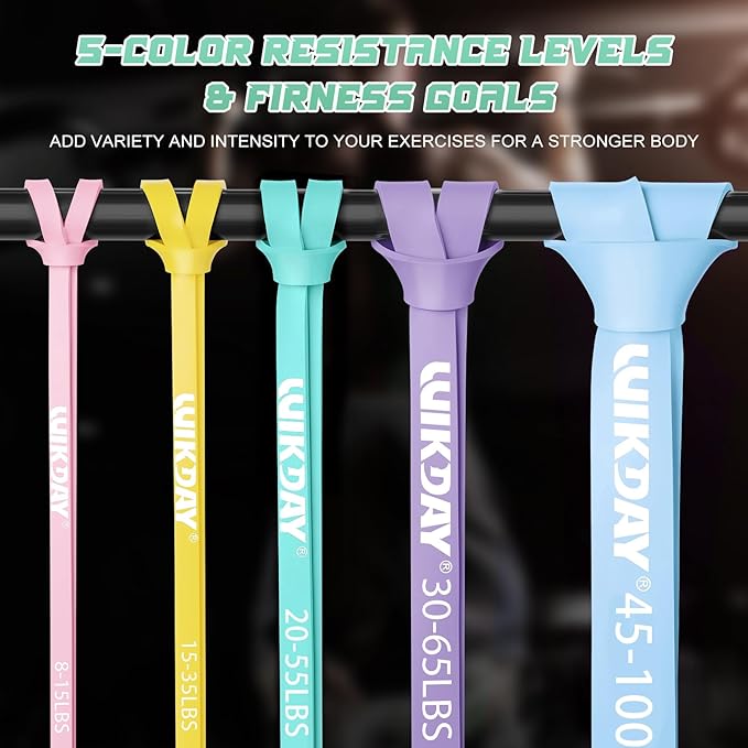 Resistance Bands, Pull Up Bands, Workout Bands for Exercise, Thick Heavy Resistance Band Set with Door Anchor, Elastic Bands for Body Stretching, Crossfit Training at Home/Gym Men & Women Women