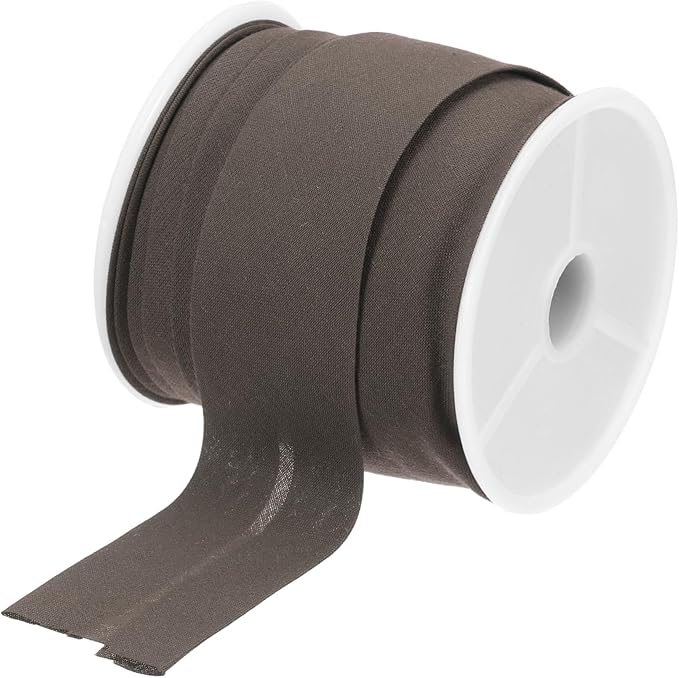 MECCANIXITY 1 Inch Single Fold Bias Tape Cotton Continuous Bulk Bias Tape for Sewing, Seaming Quilting Hemming Binding Crafts (Light Brown 10 Yards)