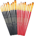 Transon 20pcs Artist Painting Brush Set for Acrylic Watercolor Gouache Hobby Craft Face Rock Painting Black and Red