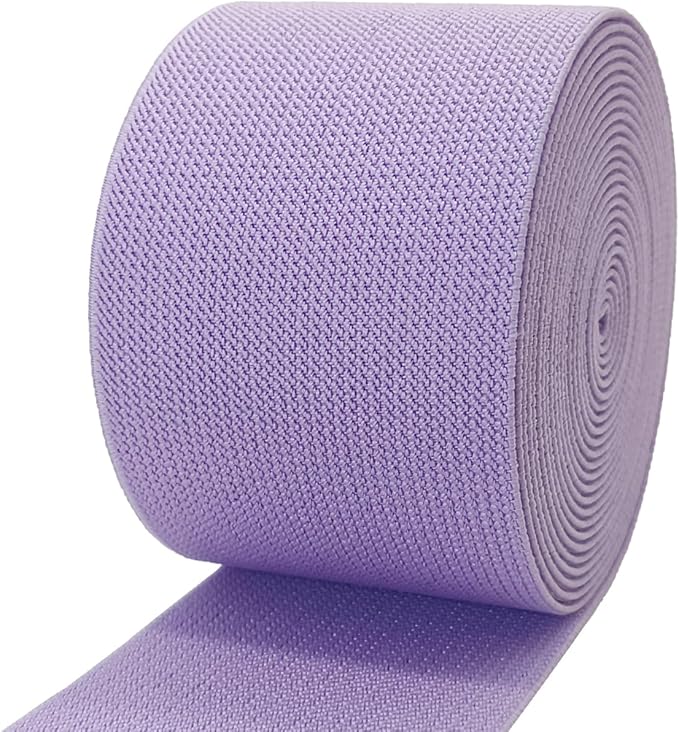Lavender Knit Elastic Band 3 inch 5 Yards Double-Side Twill Woven Elastic Heavy Stretch Elastic Spool for Sewing Pants Waistband, Wigs, Skirts, Craft DIY Projects (#33)