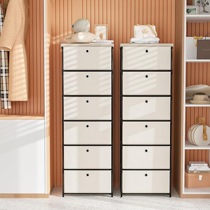 Fabric Storage Drawers Dresser and Chest of Drawers, Small Dresser with Drawers Unit, Sturdy Fabric Storage Bin Organizer for Closet
