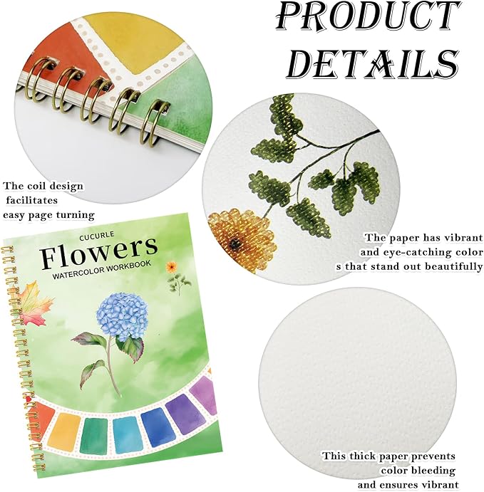 Beginner Watercolor Workbook with 12 Colors - Watercolor Paint Book & Art Gift for Beginners and Adults (Hydrangea)