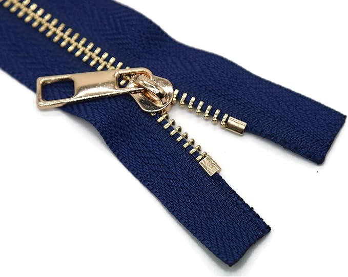 #5 Gold Metal Zipper - 50+ Colors - 3 PCS - (4-14 inches) Sizes - Luxury Lightweight Handcraft Metal Zippers with pulls for Purses Bags Pockets Shoes Sewing & Crafts DIY ZP024214