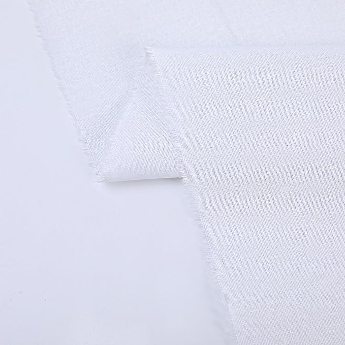 Cotton Fabric Natural Cotton Poplin Fabric by The Yard 100% Cotton, 59 Inches Wide Soft Embroidery Fabric Material for Quilting, Sewing, Crafts, Binding, Backing and Lining (White, 5 Yard)
