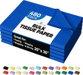 Party Solids Dark Blue Tissue Paper for Gift Bags - 20" X 30" Bulk Tissue Paper Dark Blue 480 Sheets - 10lb Newsprint for Packing, Birthday Gift Box Filler, Packing Supplies for Moving Supplies