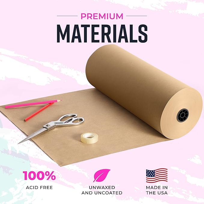 Bryco Goods 18” x 14400 (1200 ft) Large Brown Kraft Paper Roll for Packing, Moving, Shipping, Wrapping, Void Fill, Floor Protection & Crafts - Made in USA
