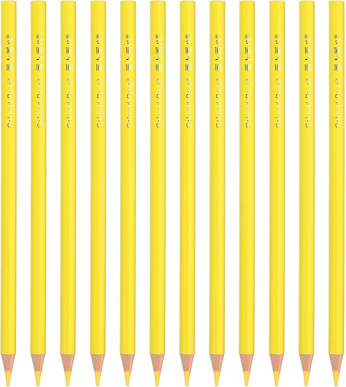 PATIKIL Lemon Yellow Colored Pencils Set,12 Pcs Oil Color Pencils Wooden Coloring Drawing Pencil for Artists Art Painting