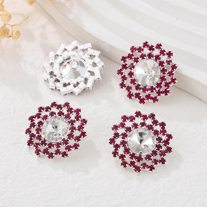 4 Pcs Rhinestone Buttons Crystal Embellishments for Clothing Jewelry Making DIY Decoration Bottons for Sewing Crafts Wedding Bridal （Brown