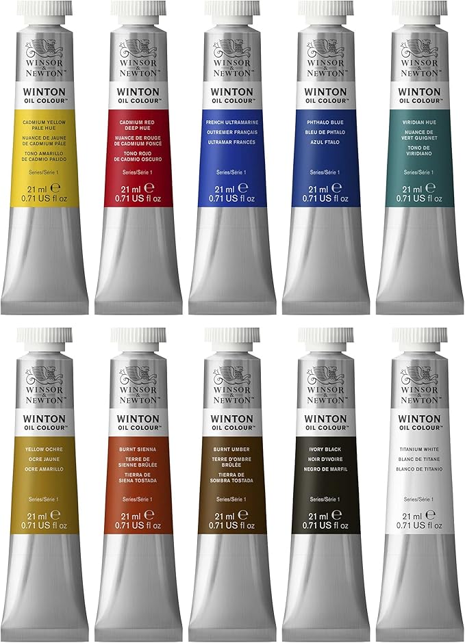 Winsor & Newton Winton Oil Paint, Set of 10 x 21ml Tubes