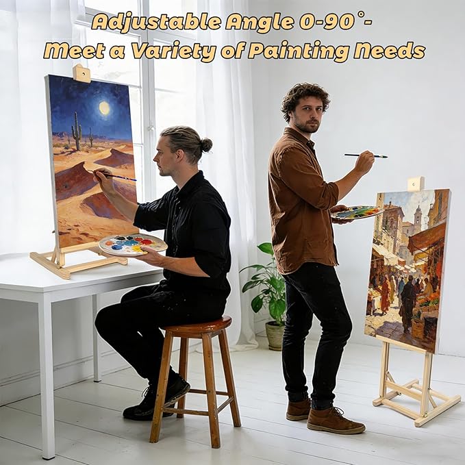 31 Inch H-Frame Tabletop Easel for Painting - Adjustable Portable Wooden Easel, Sturdy & Stable Art Easel for Adults, Artists, Beginners, Holds Canvas up to 24" - Perfect for Home and Studio