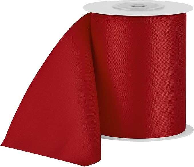 LIUYAXI Red Double Face Satin Ribbon,3" X Continuous 10 Yards,Ribbons Perfect for Chair Sash Wedding Bouquet Sewing Party Decoration Bows Making