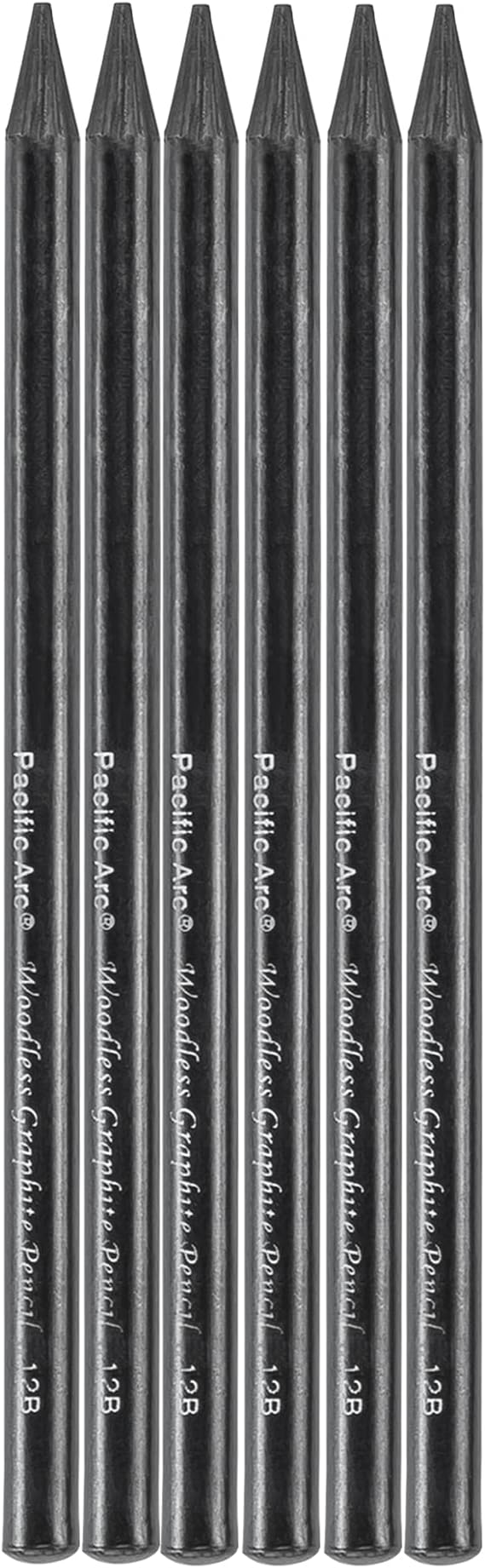 Pacific Arc Woodless Graphite Pencil 6 Pack Set, 12B, for Sketching, Drawing, Coloring and Art
