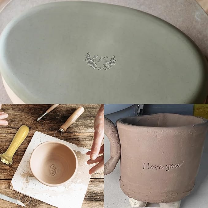 HDSD Personalized Pottery Clay Stamp Custom with Your Logo Create Unique Imprints Must Have Tool Gift for Ceramists