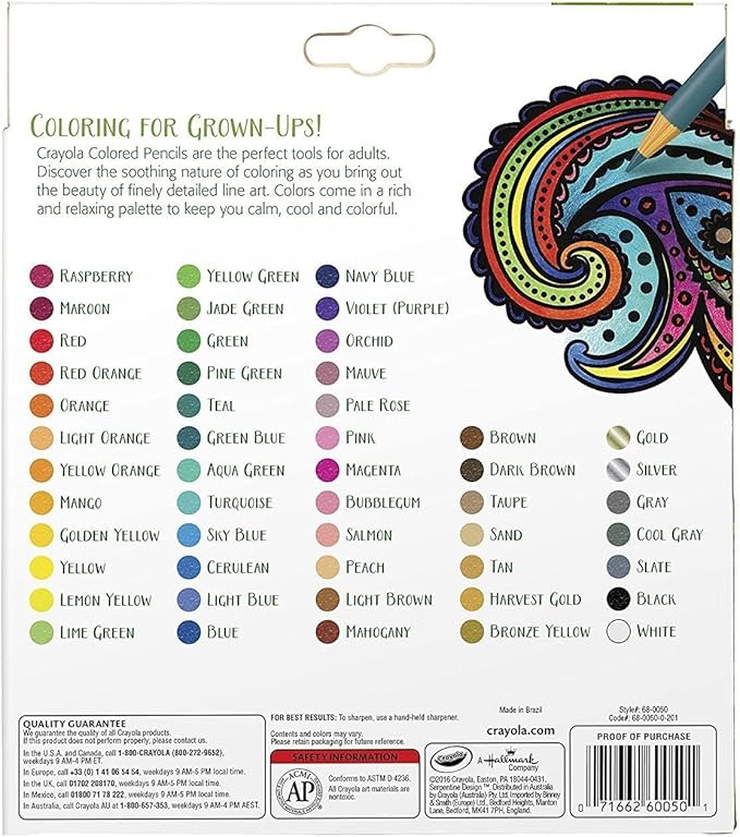 The Mega Deals Adult Colored Pencils, Adult Coloring Drawing Pencils, 50 Count, Multicolor and 1 Pencil Sharpener (Gift Pack)