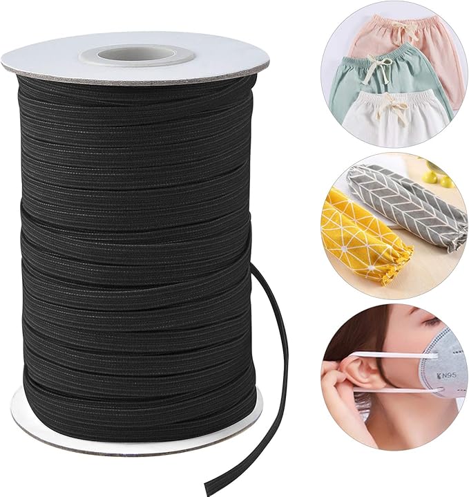 Coopay 80 Yards Length 1/4" Width Elastic Bands Flat Elastic Cord Rope Heavy Stretch Spool Knit for Sewing DIY Projects, Arts & Crafts, 2 Rolls, 40 Yards/Roll (Black, 1/4 Inch)