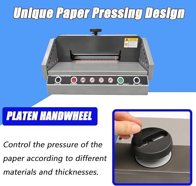 TECHTONGDA Electric Paper Cutter 13in Paper Trimmer, Desktop Cutting Paper Machine with Paper Pushing Device & Paper Pressing Handwheel