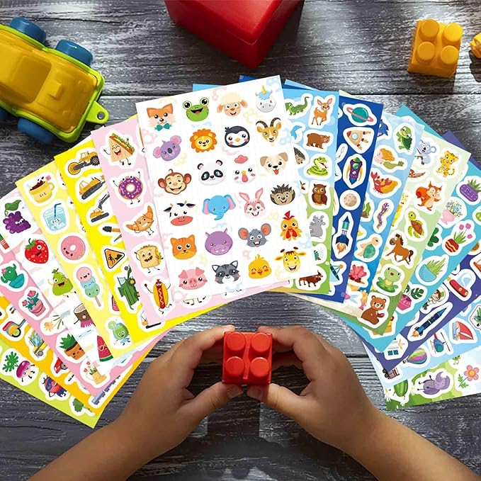 32 Sheets Stickers for Kids, 850 PCS + Cute Stickers Variety Pack for Kids, 16 Different Theme with Sea, Animal, Food, Dessert, Space, Fruit, Flowers, Cars and More