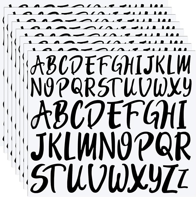 TaoBary 416 Pcs Letter Stickers 8 Sheets Alphabet Stickers 2 Size Vinyl Cursive Self-Adhesive Letter Personalized Decor for Mailbox Scrapbook Window Sign Door Classroom DIY Craft (1'', 1.5'',Black)