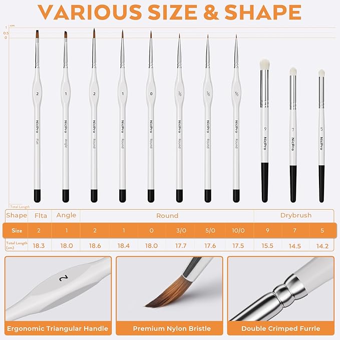 Nicpro Miniature Painting Kit with Wet Palette & 11PCS Detail Paint Brushes Drybrush, 100PCS Wet Pallet Paper, 4PCS Sponge, Brush Holder Mixing Paint Saver Palette for Miniature Model Painting
