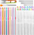 IMZAY 54 Pcs Crochet Hooks Set, 22 PCS Crochet Hooks, Aluminum Ergonomic Handle Crochet, Hook Knitting Needles with Stitch Marker, DIY Hand Knitting Craft Art Tools for Beginners