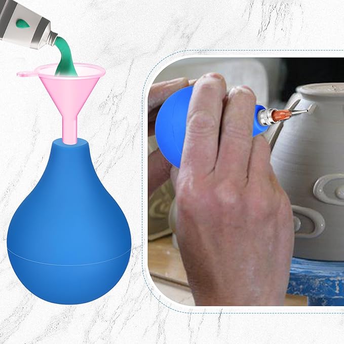 Dandat 4 Set Pottery Tools Supplies Slip Trailing Bottles Ceramics Glaze Applicator Precision Tips Applicator for Pottery Bottles Glaze, 3 Ounce Clay Tools Set(Blue)