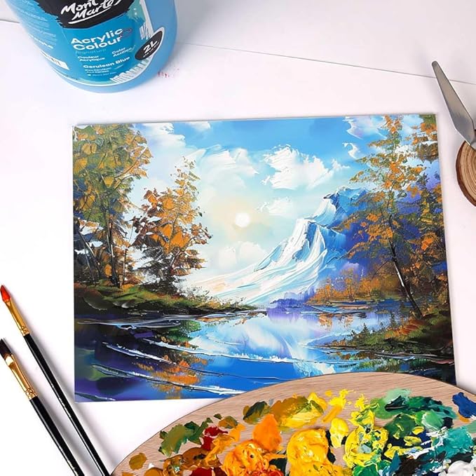 Mont Marte Discovery School Acrylic, Yellow Ochre, 1/2 Gallon (2 Liter). Ideal for Students and Artists. Excellent Coverage and Fast Drying. Pump Lid Included.