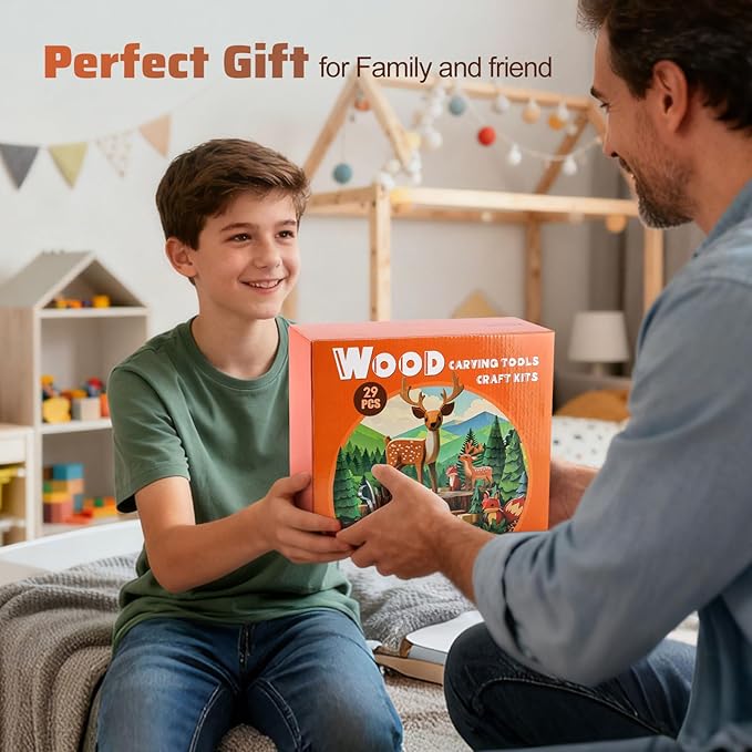 Wood Carving Kit - Whittling Kit with Wood Blocks and Paint Set - Carving Tools for Beginners - Hobbies for Women and Men - Arts and Crafts for Adults & Kids - Gift for Girls and Boys