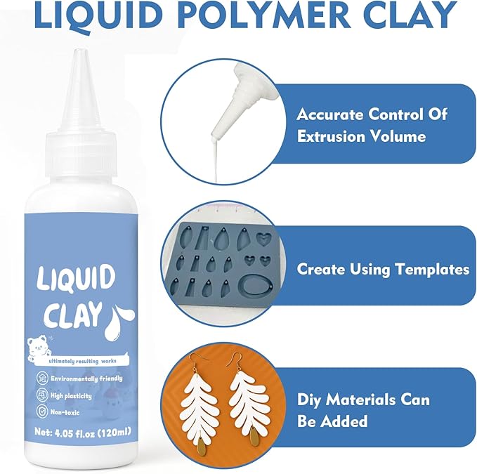 INNOVAYOU 120ml White Liquid Polymer Oven-Bake Clay, Baking Molding, Very for DIY Decorations, Jewelry, Toys, Household Items