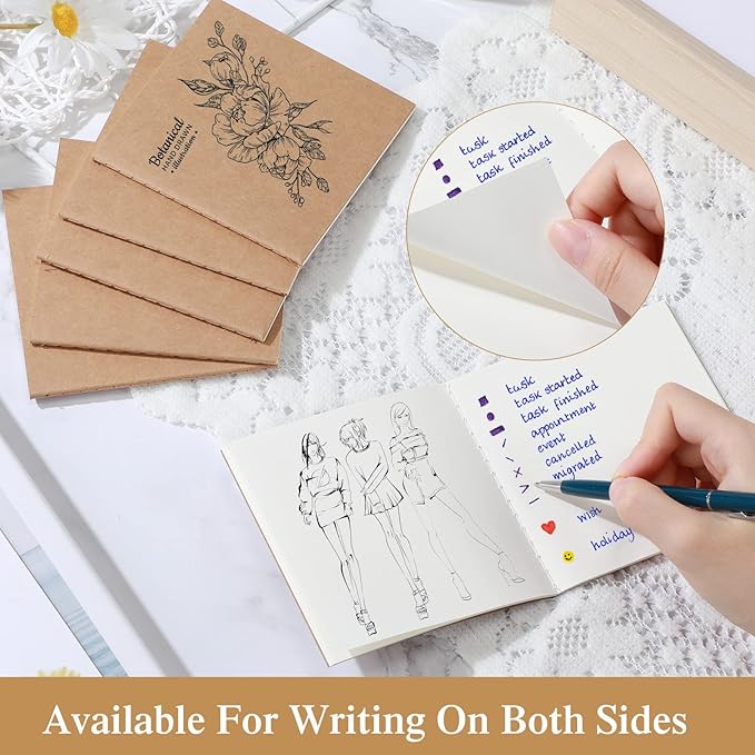 100 Pieces Mini Notebook Bulk Set Small Kraft Paper Journals Blank Lined Pocket Journal Sketchbooks for Drawing Writing Office Supplies 4 x 4 Inch Notebooks with 24 Sheets(Blank Style)