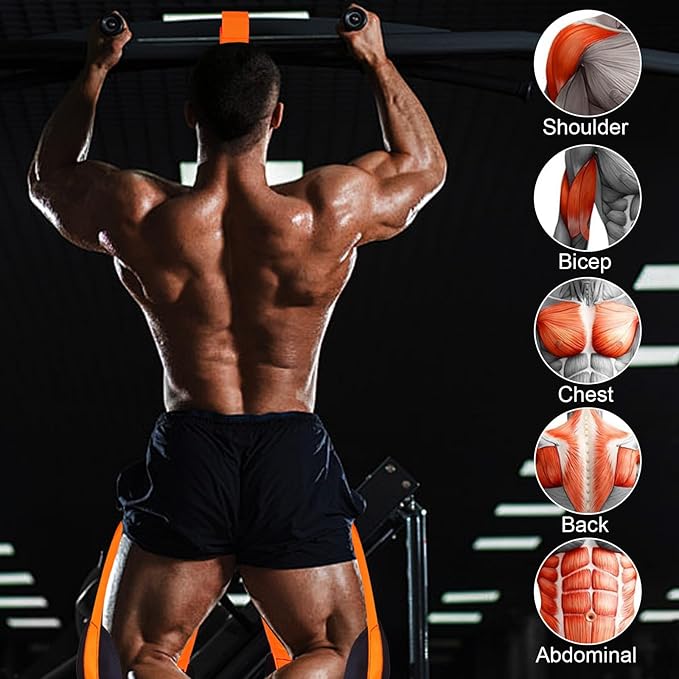 Pull-Up Assistance Bands Set – Heavy Duty Adjustable Resistance Band with Feet/Knee Rest for Home Gym Strength Training