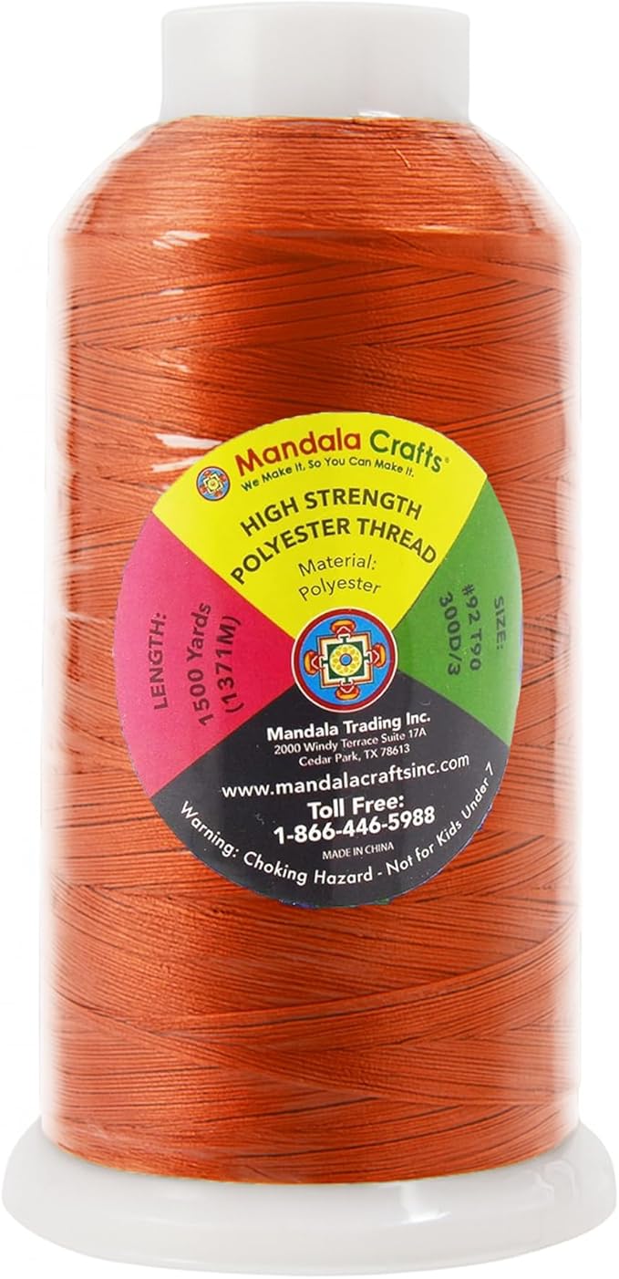 Mandala Crafts Rust Heavy Duty Thread - 1500 Yds Tex 90 Bonded Polyester Threads for Sewing Drapery, Jeans, Leather, Hair, Outdoor Marine Upholstery
