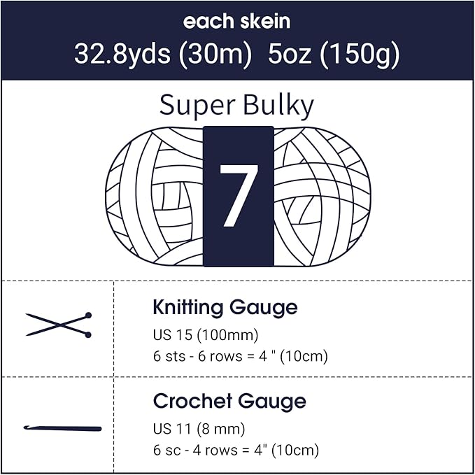 HOMBYS Navy Blue Chunky Chenille Yarn for Hand Knitting,Fluffy Soft Jumbo Yarn Crocheting,Super Bulky Big Yarn for Chunky Blanket,Large Thick Arm Knitting Yarn,8 Pack Plush Yarn