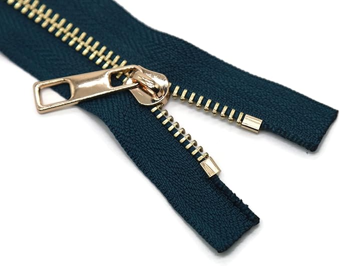 #5 Gold Metal Zipper - 50+ Colors - 3 PCS - (4-14 inches) Sizes - Luxury Lightweight Handcraft Metal Zippers with pulls for Purses Bags Pockets Shoes Sewing & Crafts DIY ZP02445