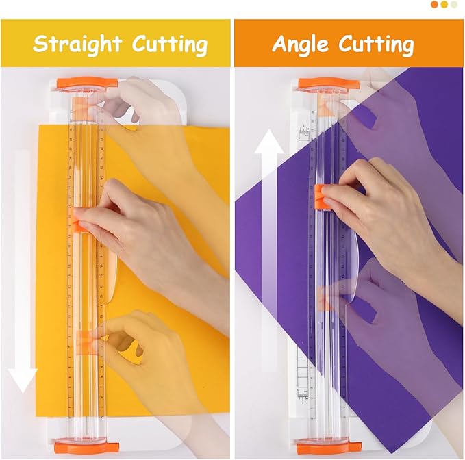 A4 Paper Cutter 12 Inch Paper Trimmer Scrapbook Supplies Tool for Craft Paper, Photo, Cardstock with Security Safeguard and Foldable Ruler(White)