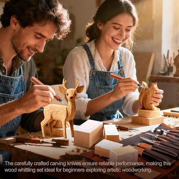 Wood Carving Kit - Whittling Kit with Wood Blocks and Paint Set - Carving Tools for Beginners - Hobbies for Women and Men - Arts and Crafts for Adults & Kids - Gift for Girls and Boys