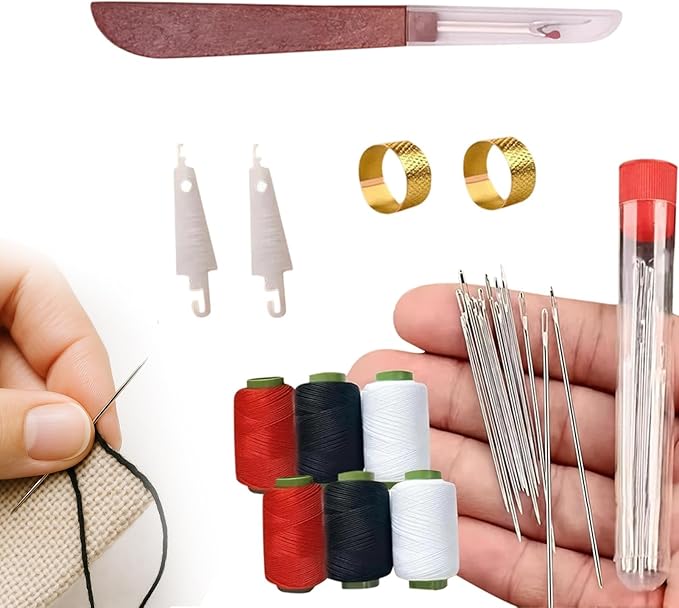37 Pcs Sewing Tool Set,Steel Needles for Hand Sewing,Portable Needle and Thread Kit,Sewing Kit,Steel Sewing Needles,Steel Sewing Needles Kit,Needle Threaders for Hand Sewing Include 25 Steel Needles