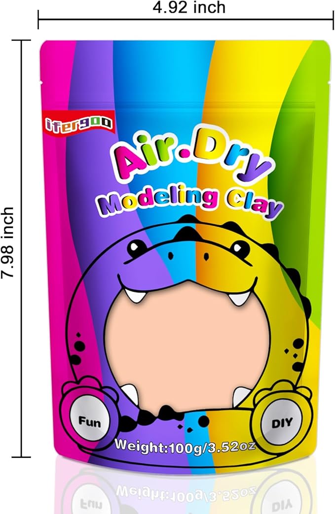 iFergoo Skin Air Dry Clay, DIY Creative Modeling Clay for Kids, Super Light Magic Clay for Kids Age 3-12, Safe & Non-Toxic, Molding Clay for Sculpting (Skin/100g, 100g/3.5oz)