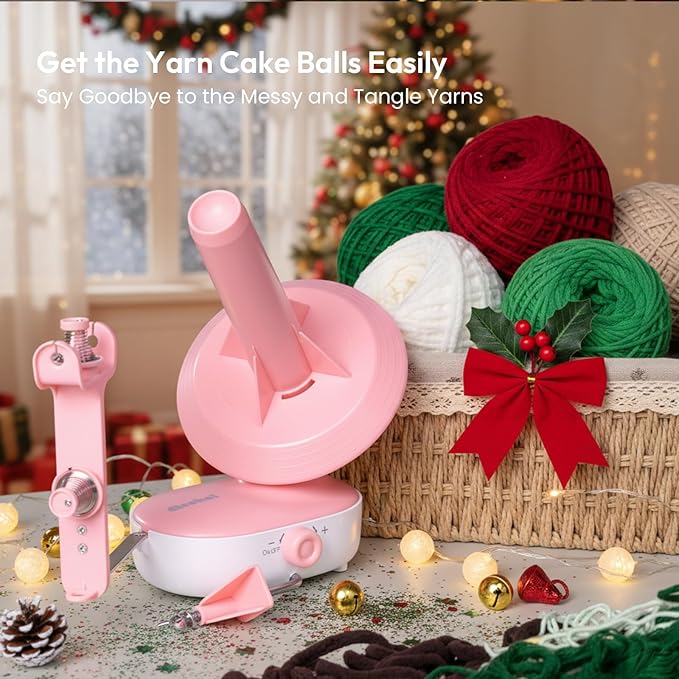 Electric Yarn Ball Winder Pro for Crocheting, Upgrade Dual-Spring Tension 10oz Large Capacity, Stepless Speed Automatic Yarn Wool Spinner Roller, Ideal Present for Crochet Lovers(Pink)