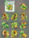 MAFELOE Scrapbook Stickers of 10 Pieces, PET Aesthetic Deco Stickers Journaling Supplies for Junk Bullet Bottles Laptop- Maple Leaf&Music Series-D