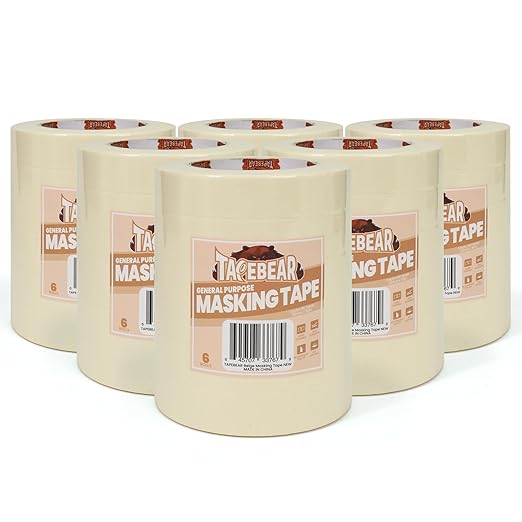 TAPEBEAR General Purpose Masking Tape 1 Inch x 60 Yards, Beige White Painters Tape for Painting, Labeling, DIY Arts Crafts, Home Office School Projects, 36 Rolls