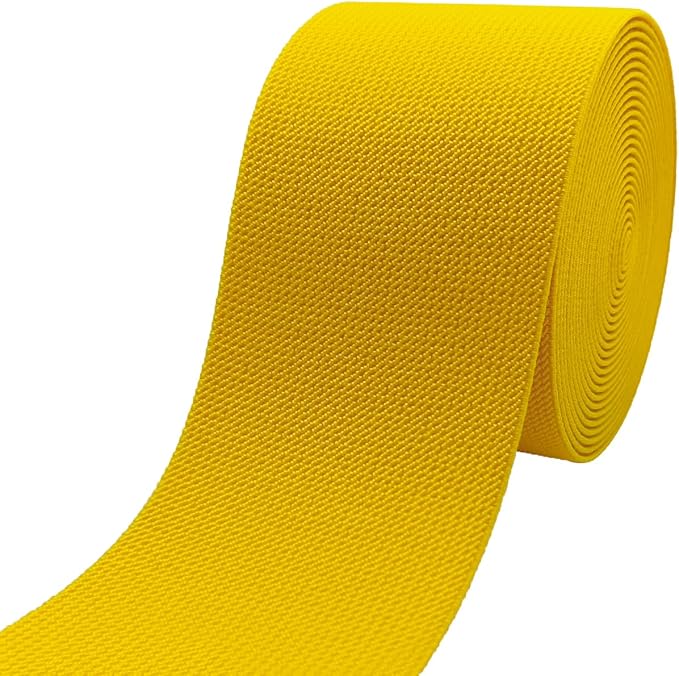 Gold Knit Elastic Band for Pants Waist 3 inch 5 Yards Wide Double-Side Twill Woven Elastic Heavy Stretch Elastic Spool Band for Sewing-Wigs-Skirts-Craft DIY Projects
